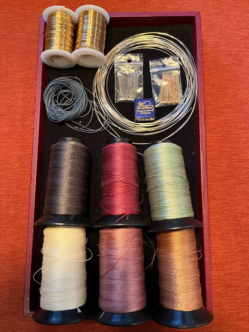 Assorted Jewelry Wire & Thread Spools - Metallics and Pastels